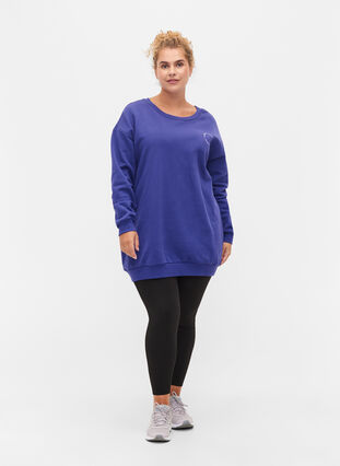 Printed cotton sweatshirt, Deep Blue, Model image number 2