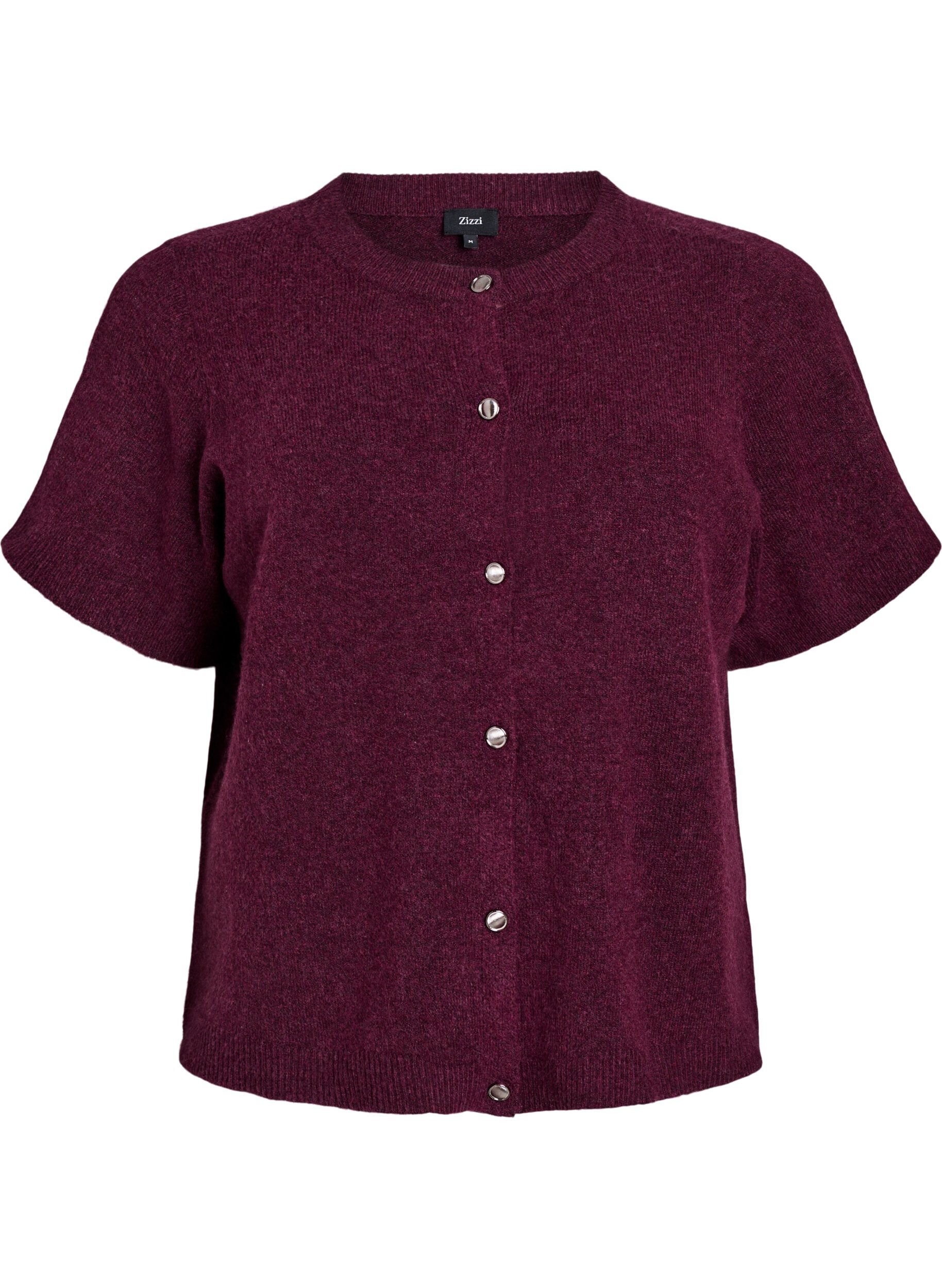 Zizzifashion Knitwear cardigan with short sleeves, Dark Bordeaux, Packshot image number 0
