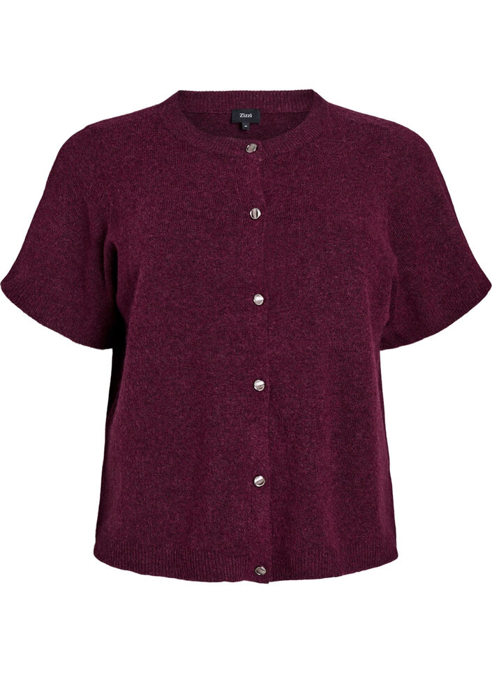 Knitwear cardigan with short sleeves, Dark Bordeaux, Packshot image number 0