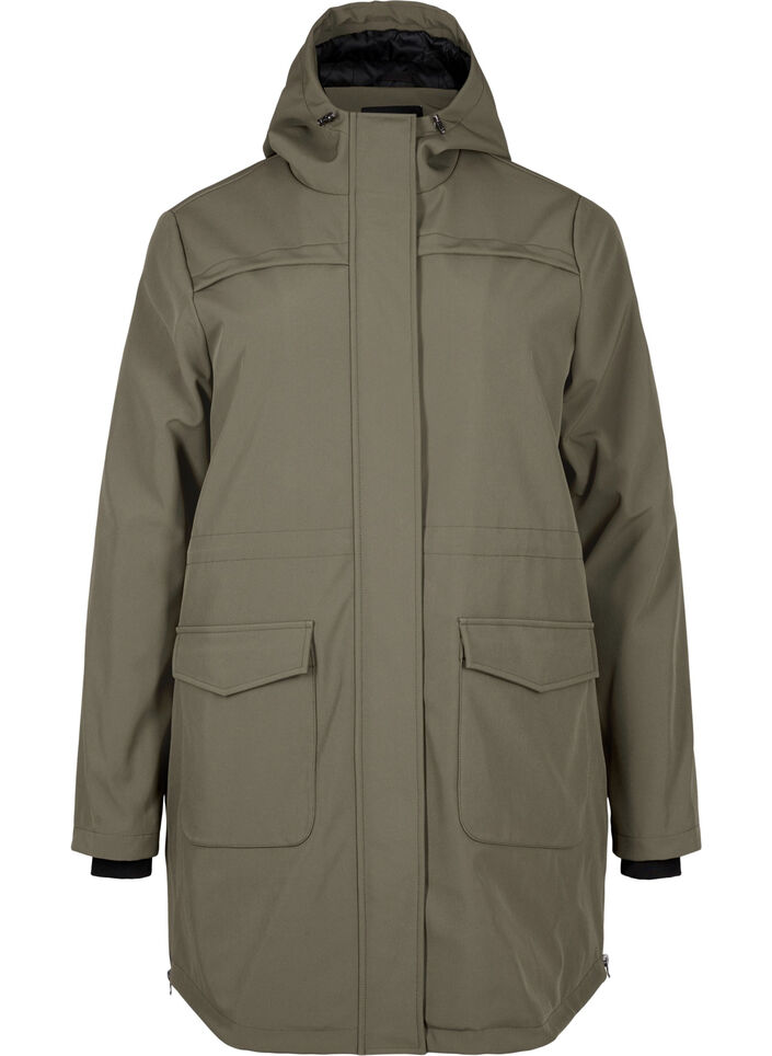 Water-repellent softshell jacket with quilted lining, Green, Packshot image number 0