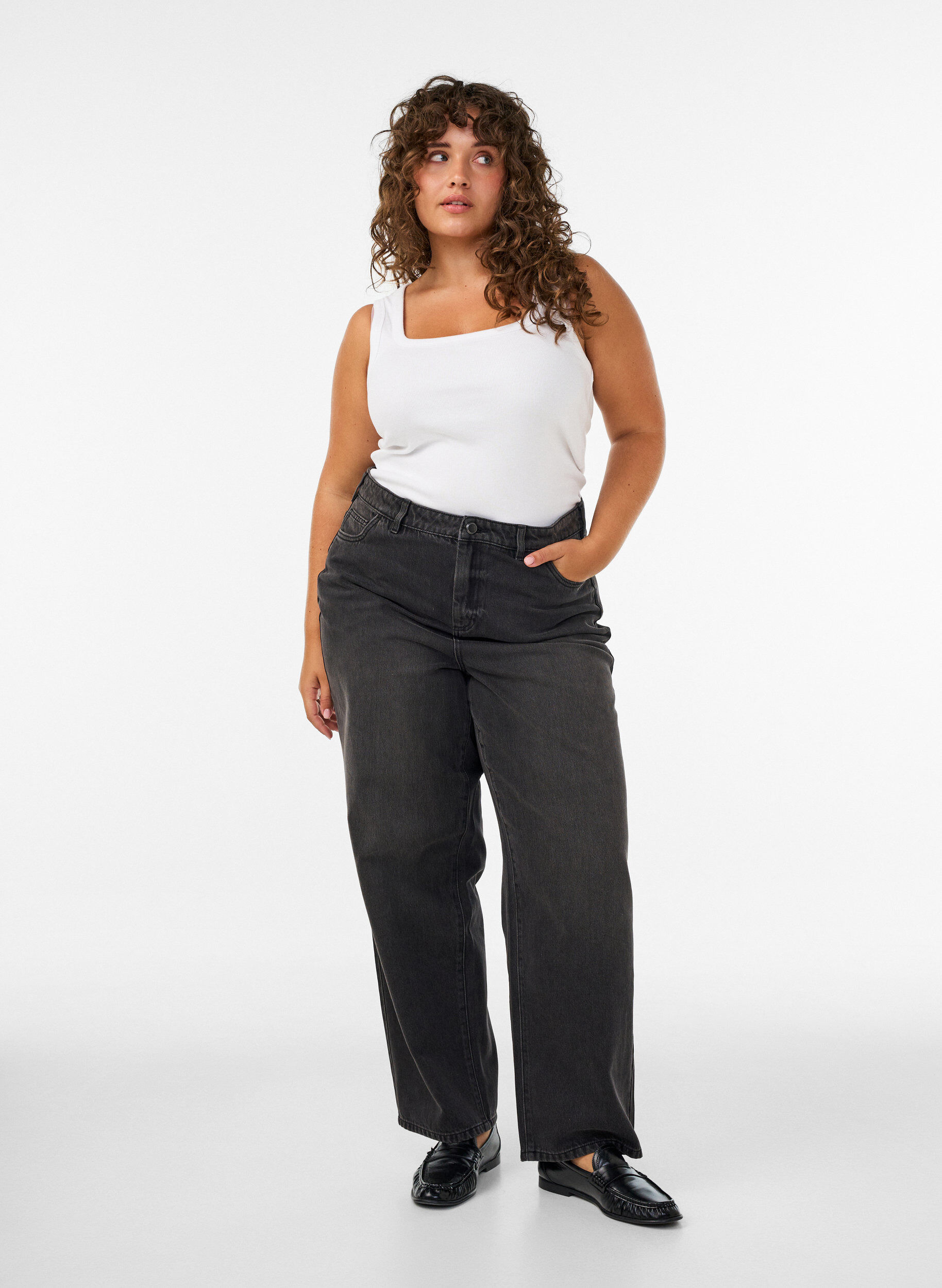 ZizzifashionKiana straight fit jeans with a high waist, Black, Model image number 0