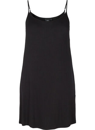 Plain-coloured slip dress in viscose, Black, Packshot image number 0