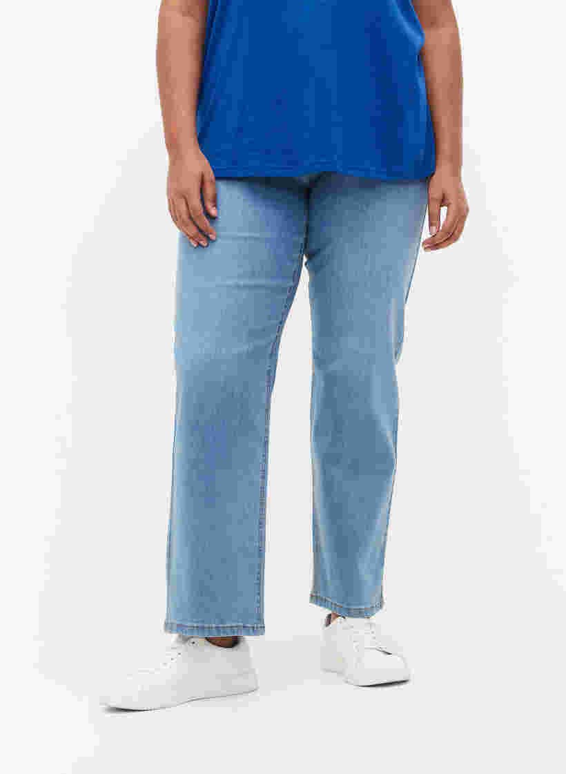 High waisted Gemma jeans with regular fit, Light blue, Model image number 2