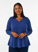 Jersey blouse with a ribbed texture and an A-line fit, Blue, Model image number 0
