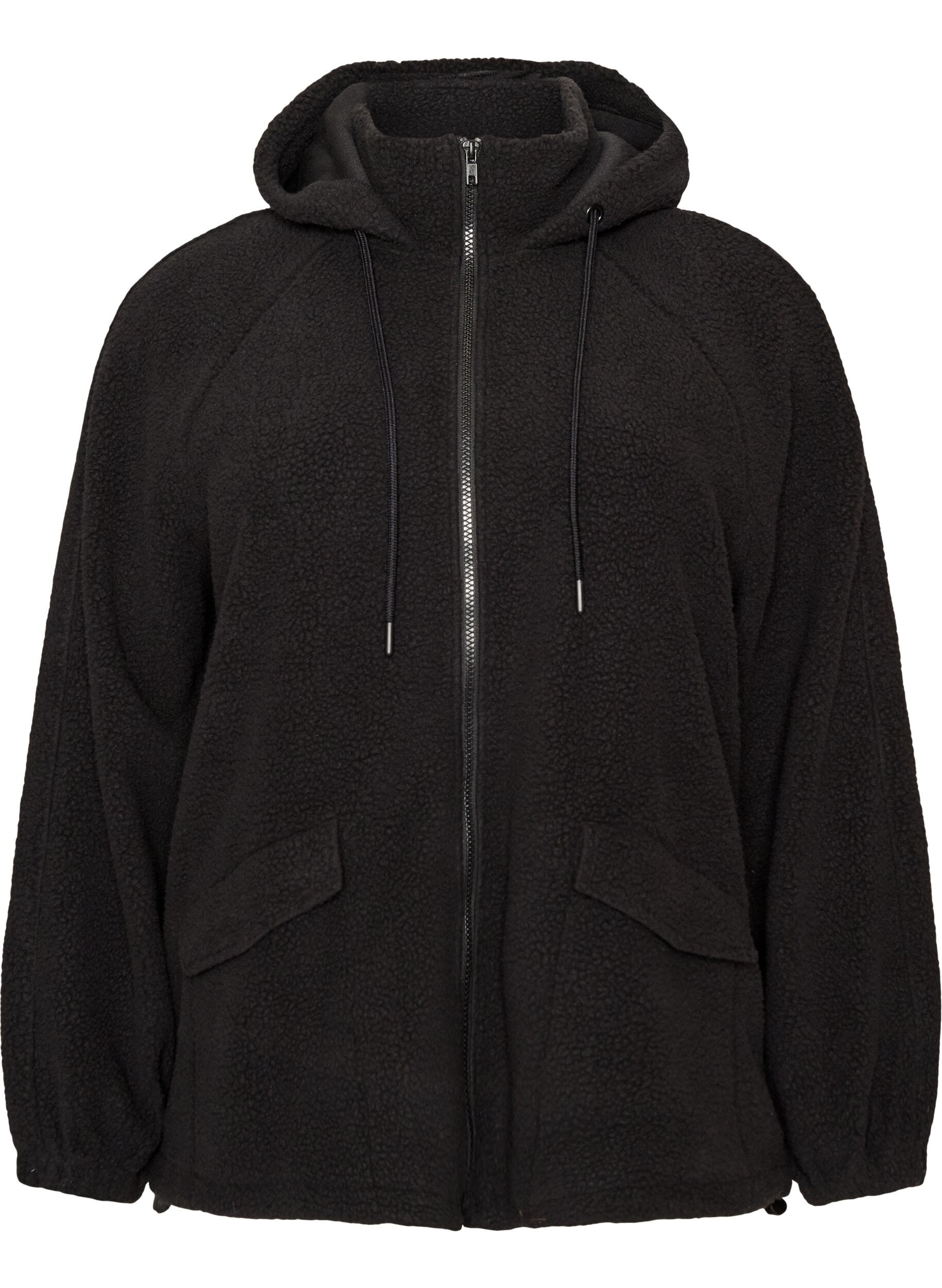 Teddy jacket with a hood and zipper