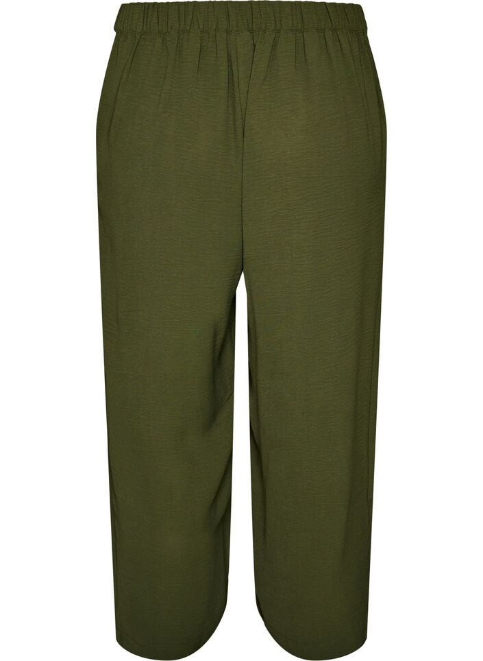 High-waisted culottes with an elasticated back, Green, Packshot image number 1