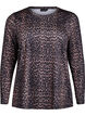 Long-sleeved workout top with leopard print, Brown, Packshot image number 0