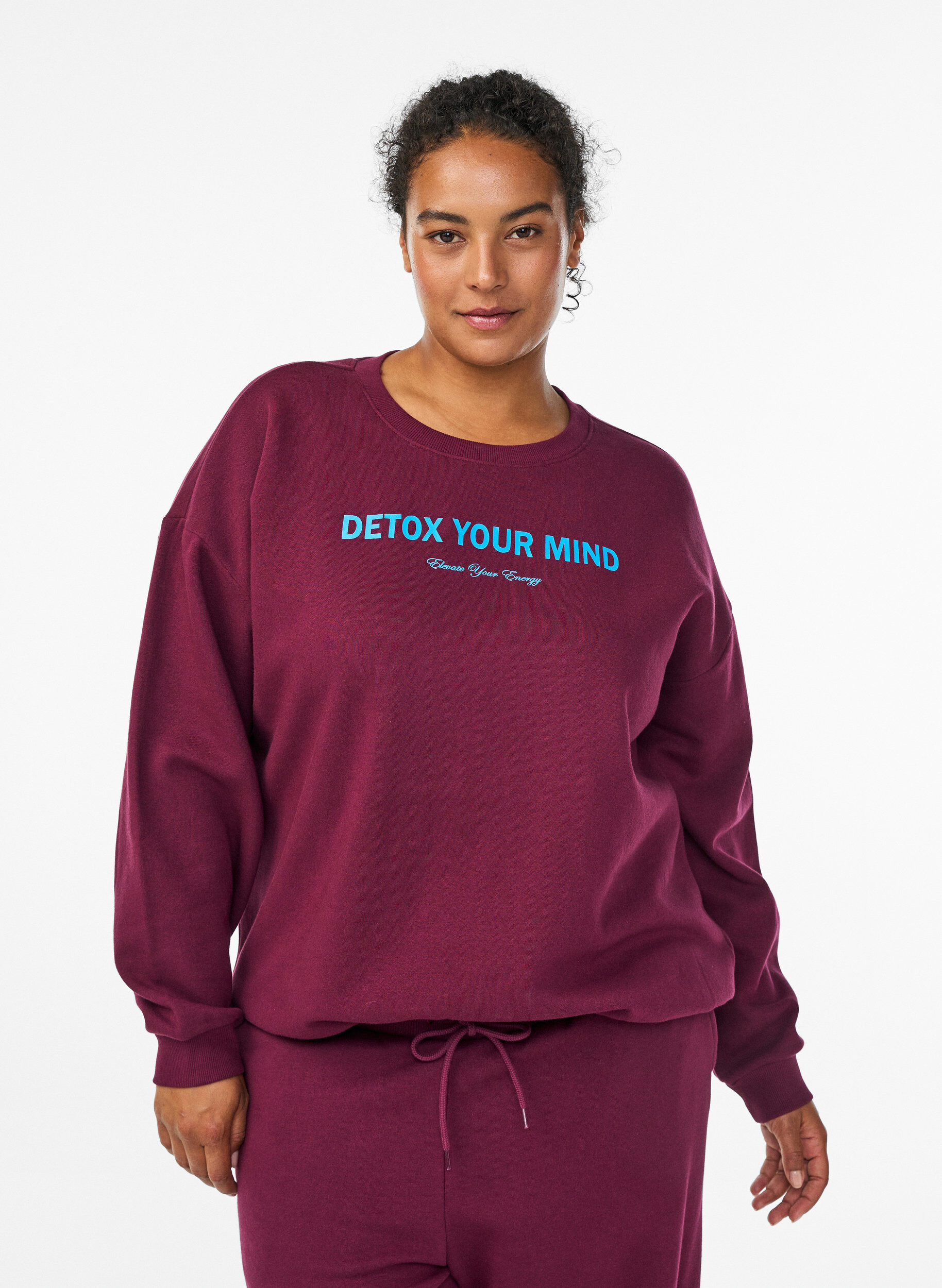 Sweatshirt with text print, Dark Bordeaux, Model