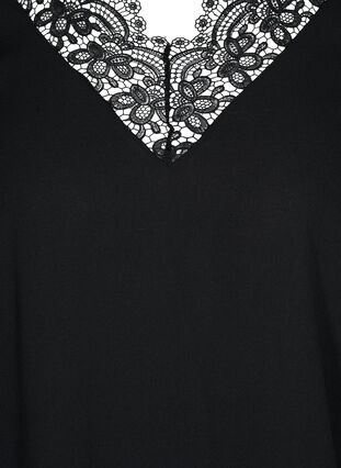 Dress with lace and 3/4 length sleeves, Black, Packshot image number 2