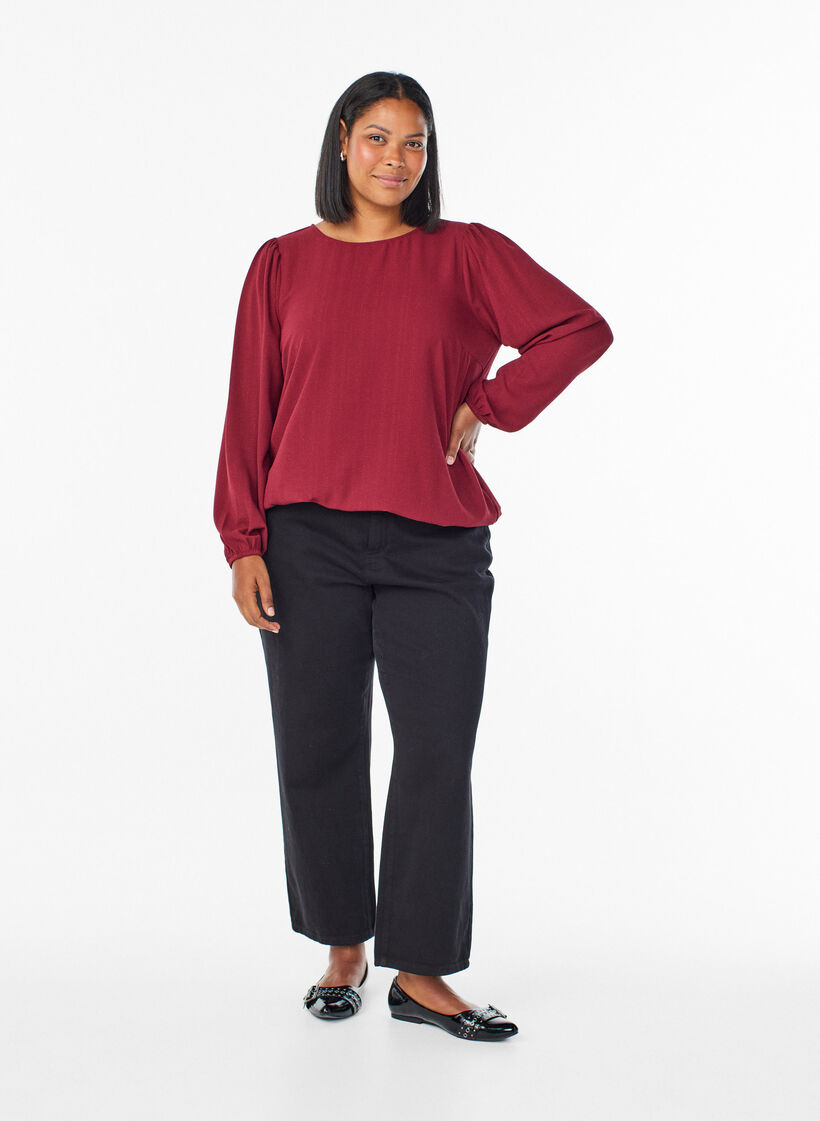 Blouse with glitter, Dark Bordeaux, Model image number 1