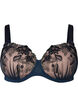 Moulded bra with floral embroidery and draped details, Blue, Packshot image number 0