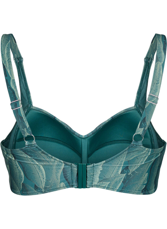 Bikini top with padding and print, Green, Packshot image number 1
