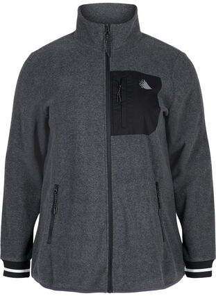 Sports jacket with high neck collar and pockets, Dark Grey Melange, Packshot image number 0