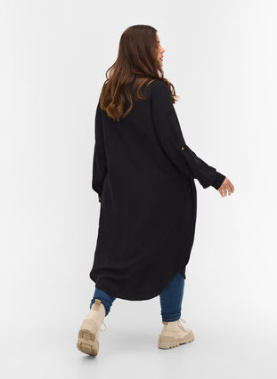 Long shirt dress in viscose, Black, Model image number 1