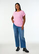 Short sleeved cotton blend t-shirt, Pink, Model image number 1