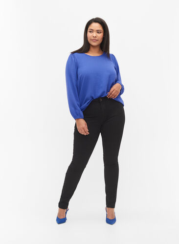 Extra slim fit Amy jeans with a high waist, Black, Model image number 0