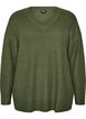 Long rib-knitted blouse with a V-neck, Green, Packshot image number 0