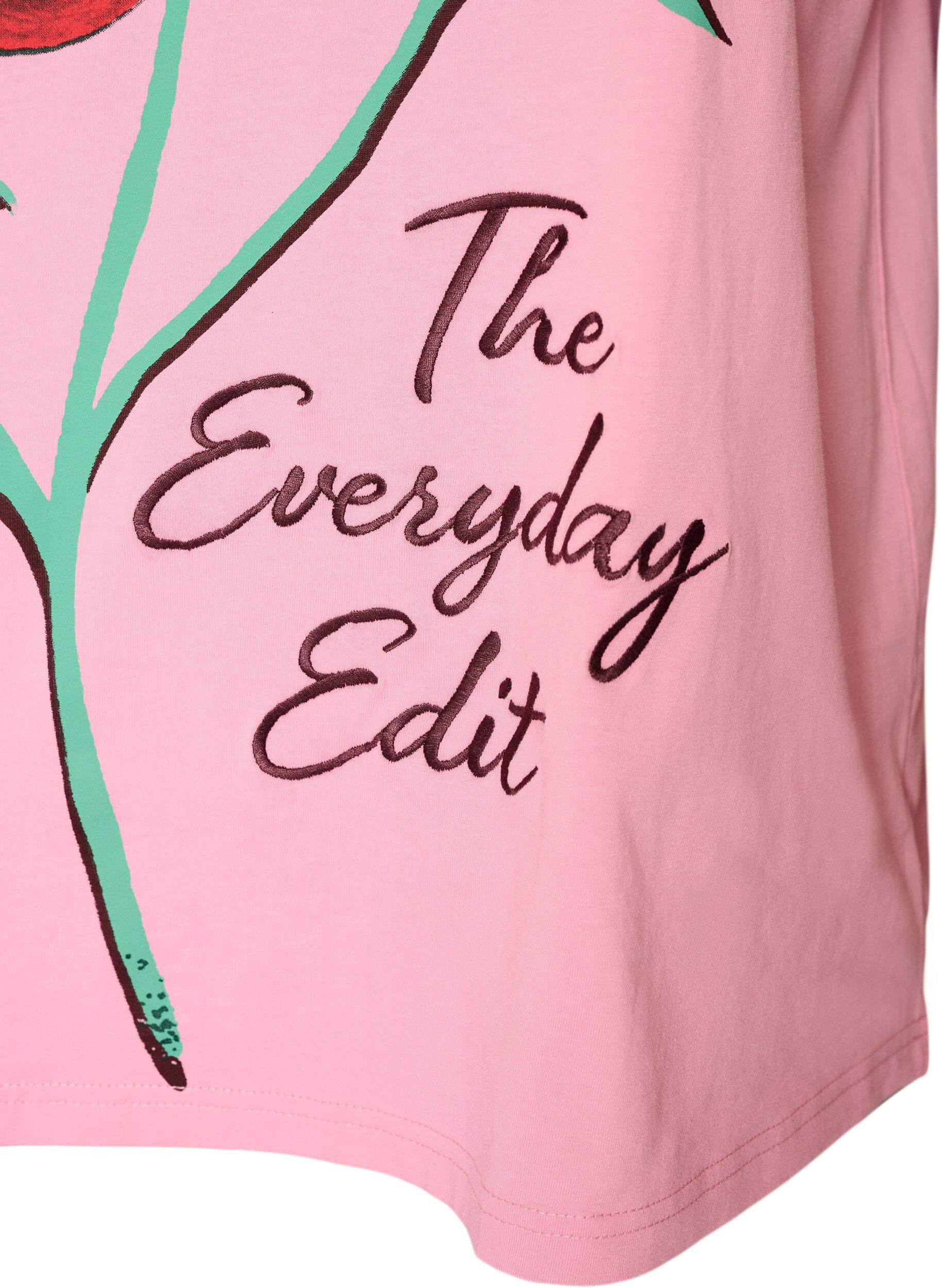 ZizzifashionCotton T-shirt with front print, Pink, Packshot image number 3
