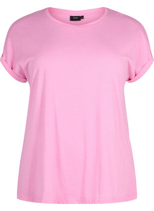 Short sleeve cotton blend T-shirt, Rosebloom, Packshot image number 0