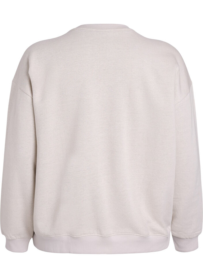 Sweatshirt with front text, Beige, Packshot image number 1
