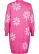 Long knitted cardigan with flowers, Raspberry Rose Comb, Packshot image number 1