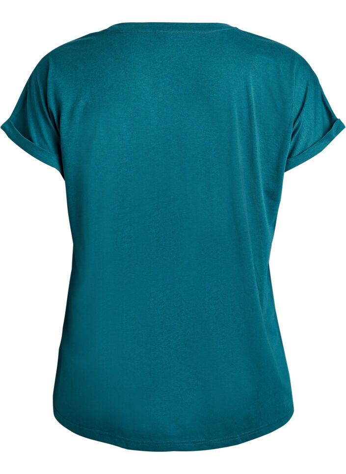 Short sleeved cotton blend t-shirt, Green, Packshot image number 1