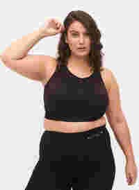 Seamless sports bra with glitter, Black w. RoseGold L., Model