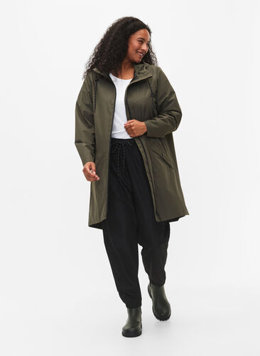 Raincoat with pockets and hood, Grape Leaf, Model image number 2