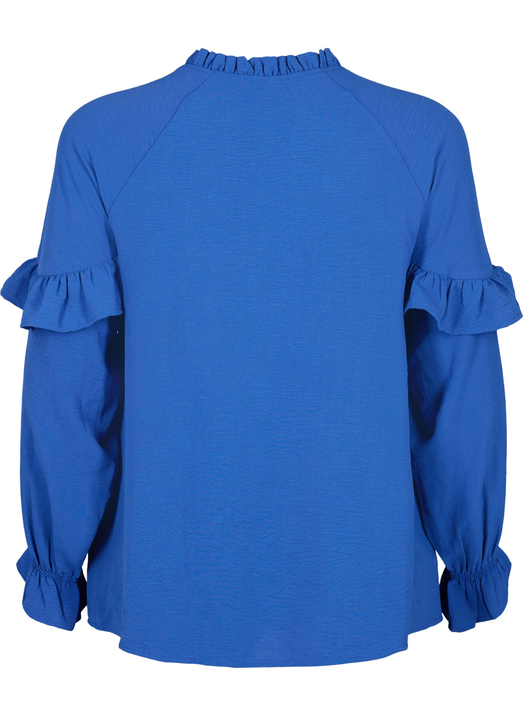 Zizzifashion Blouse with ruffles and buttons, Deep Ultramarine, Packshot image number 1