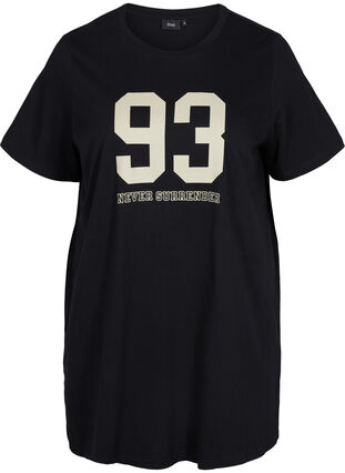 Oversized night t-shirt in organic cotton, Black w. 93, Packshot image number 0
