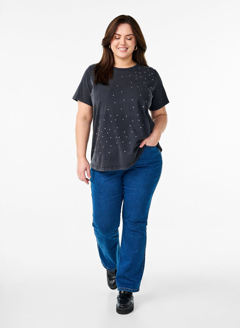 T-shirt in organic cotton with a cool print, Dark Grey, Model image number 1