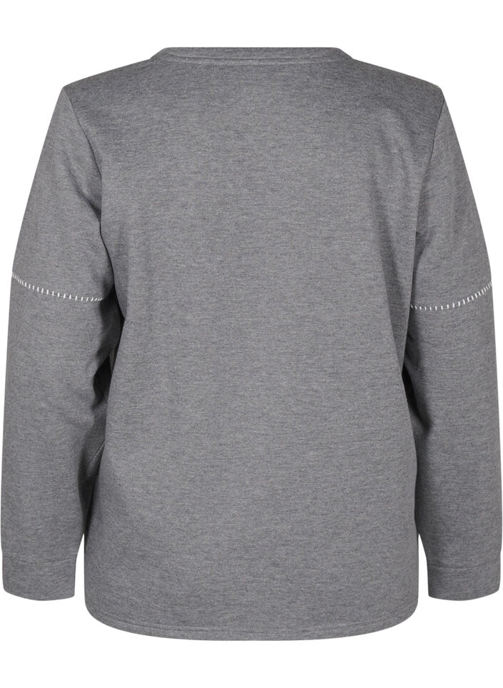 Sweatshirt with contrast stitching, Medium Grey Mél, Packshot image number 1