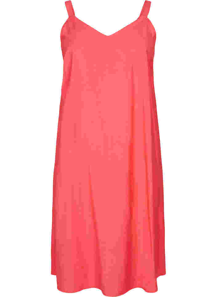 Sleeveless viscose midi dress, Hibiscus, Packshot image number 0
