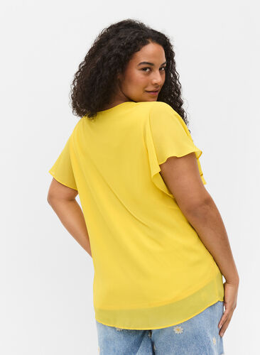 Short-sleeved blouse, Primrose Yellow, Model image number 1