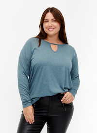 Melange blouse with long sleeves, Scarab Mel. , Model