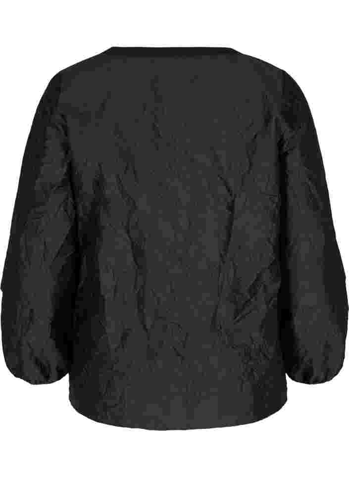 Textured jacket with v-neck, Black, Packshot image number 1