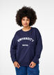 Sweatshirt with embossed text design, Blue, Model image number 0