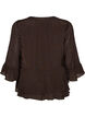 Blouse with 3/4-sleeves and ruffle details, Brown, Packshot image number 1