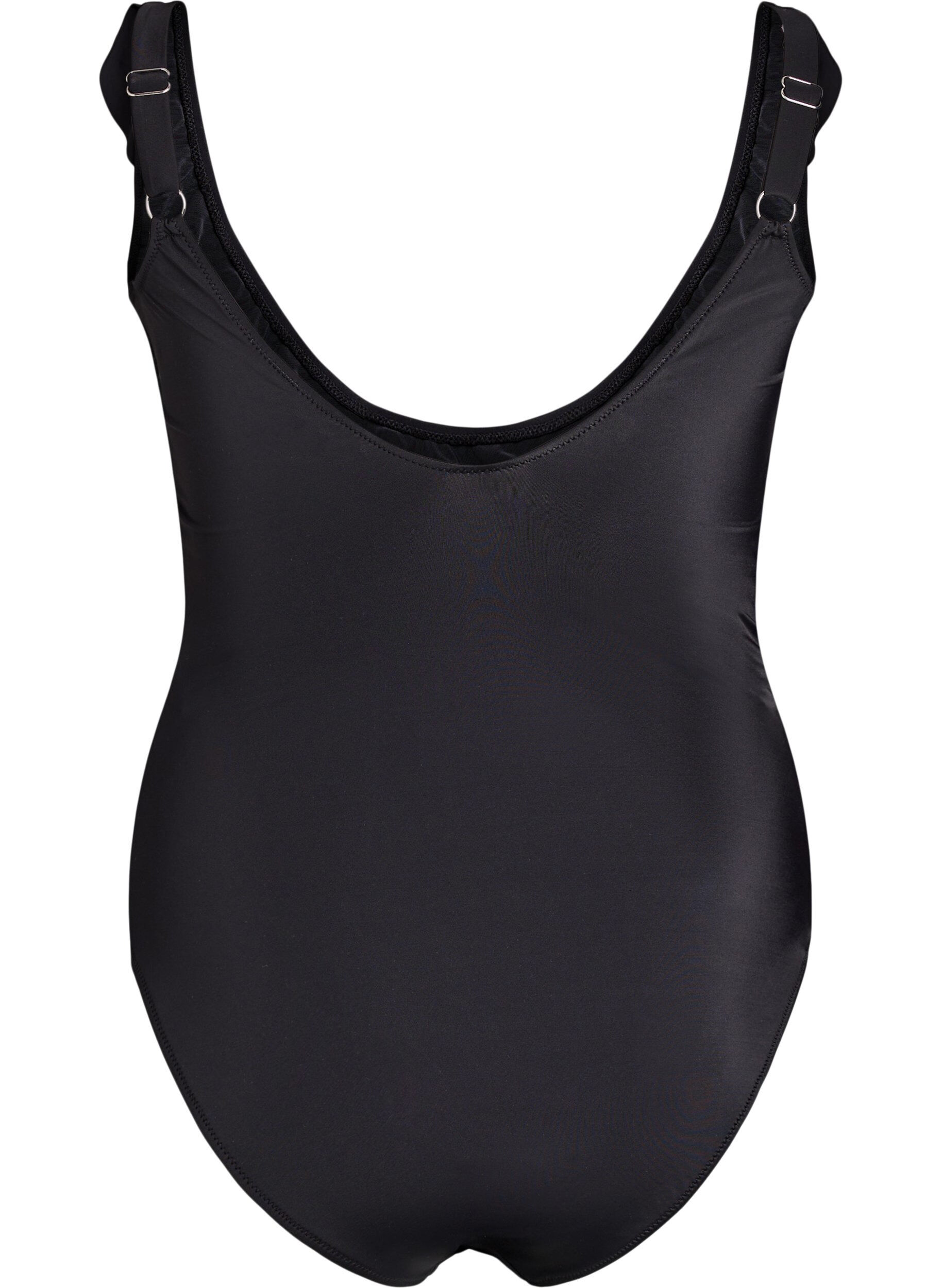 Zizzifashion Swimsuit with ruffles and removable inserts, Black, Packshot image number 1