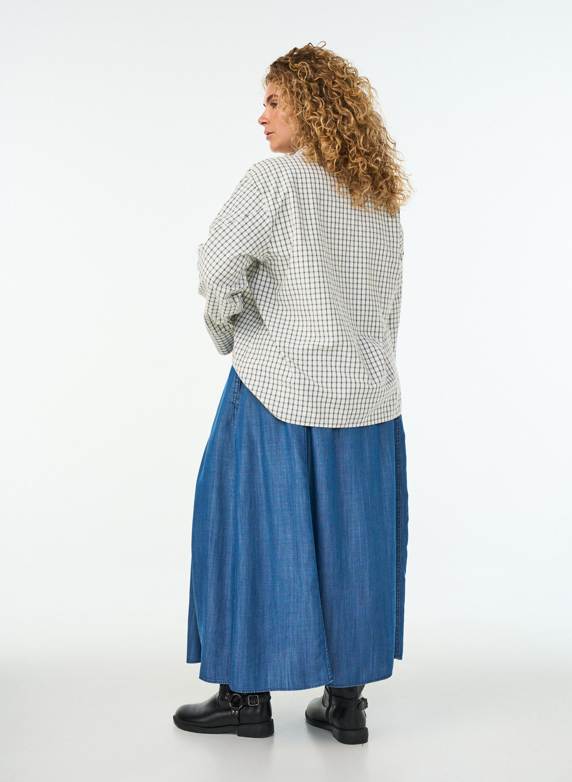 ZizzifashionMaxi skirt in lyocell with a denim look, Blue, Model image number 1