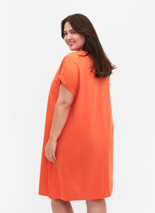2-pack cotton dress with short sleeves, Living Coral / Black, Model image number 1