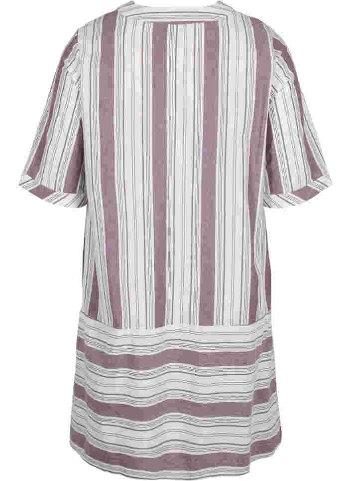 Striped cotton dress with short sleeves, Vineyard Wine Stripe, Packshot image number 1