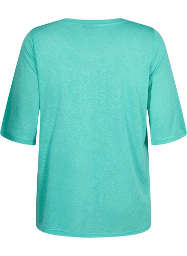 Blouse with 3/4 sleeves, Turquoise, Packshot image number 1
