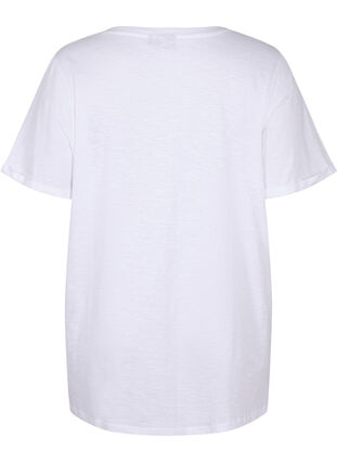 Single colour oversized t-shirt with v-neck, Bright White, Packshot image number 1