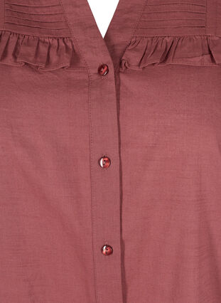 Cotton tunic with buttons and ruffles, Red Wine, Packshot image number 2
