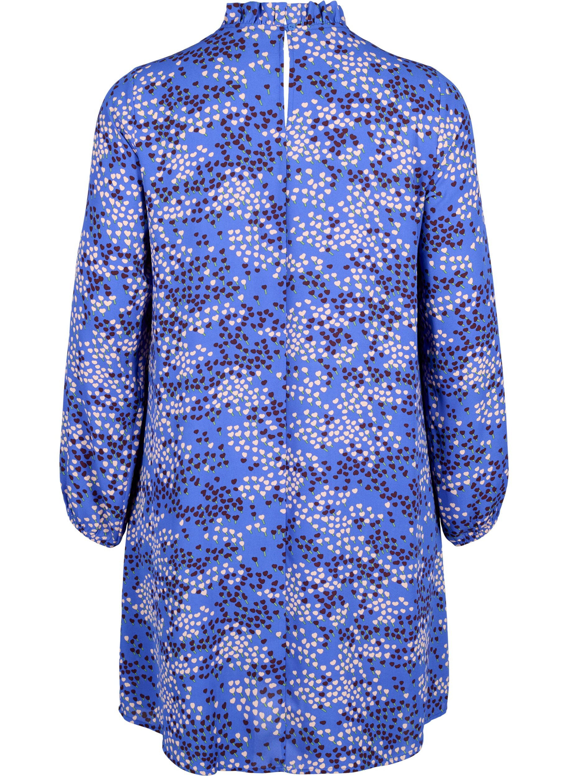 Zizzifashion FLASH - Long sleeve dress with print, Dazzling Blue AOP, Packshot image number 1