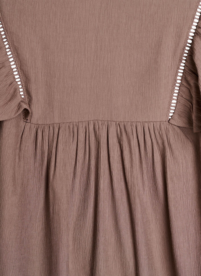 Blouse with short ruffle sleeves, Brown, Packshot image number 2