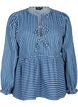 Striped denim blouse with front tie, Blue, Packshot image number 0