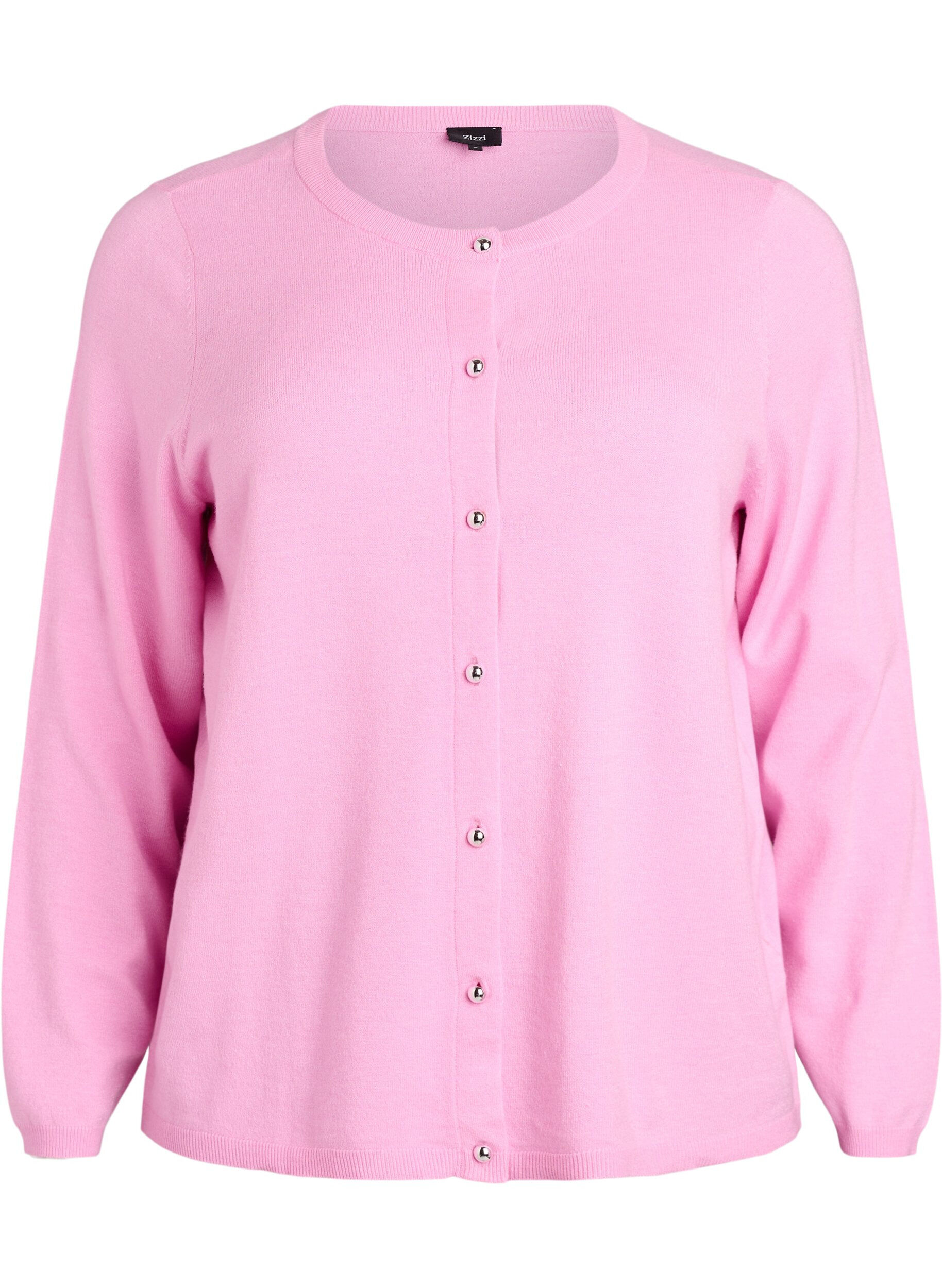 ZizzifashionCardigan with round buttons, Pink, Packshot image number 0