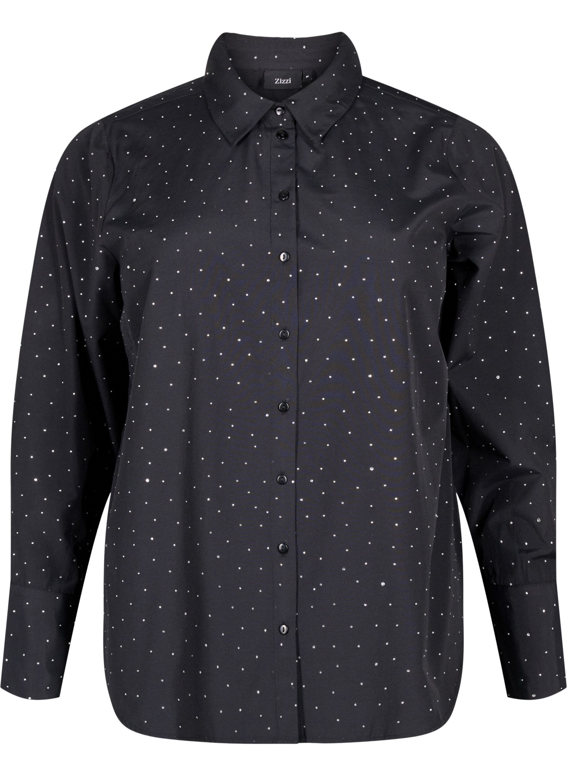 Zizzifashion Shirt with rhinestones, Black, Packshot image number 0